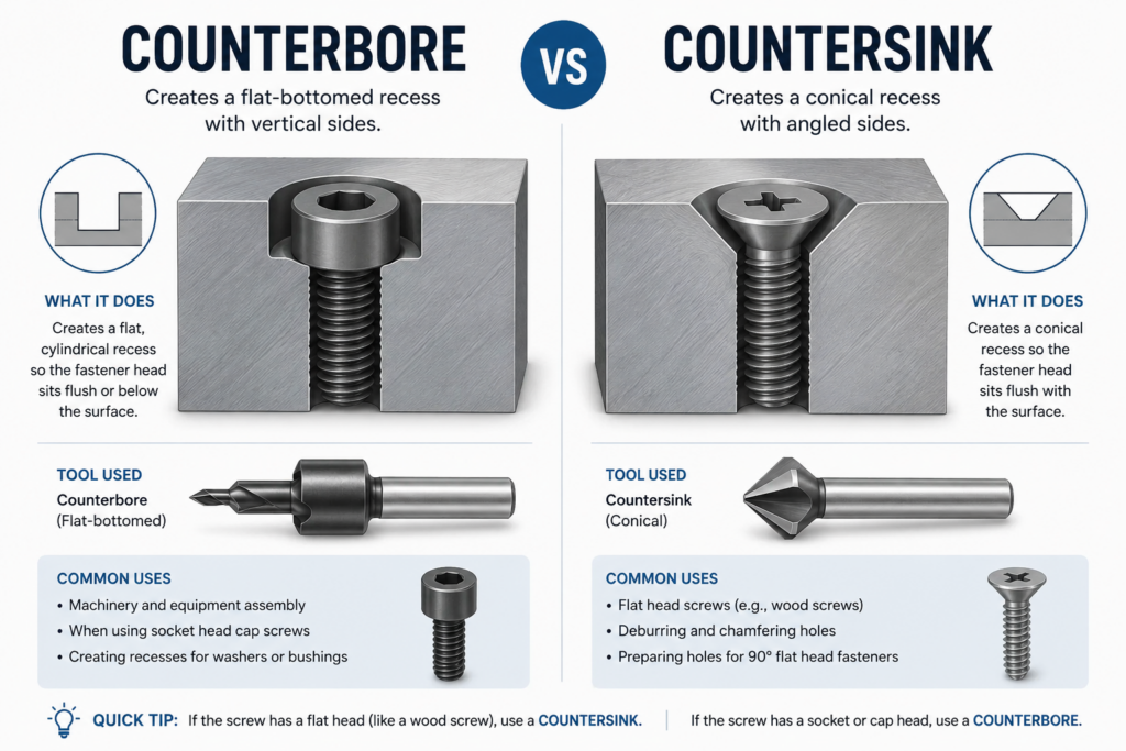counterbore VS countersink